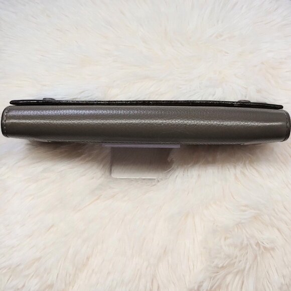 Celine Made in Paris Vintage Gray Flap over long wallet Yellow Interior Old Logo - Picture 4 of 8